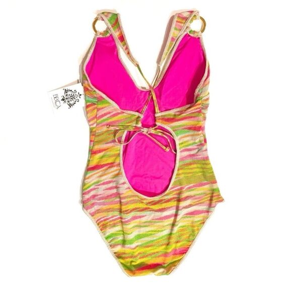 Becca by Rebecca Virtue Stripe Metallic Print Ring One Piece - Picture 10 of 12